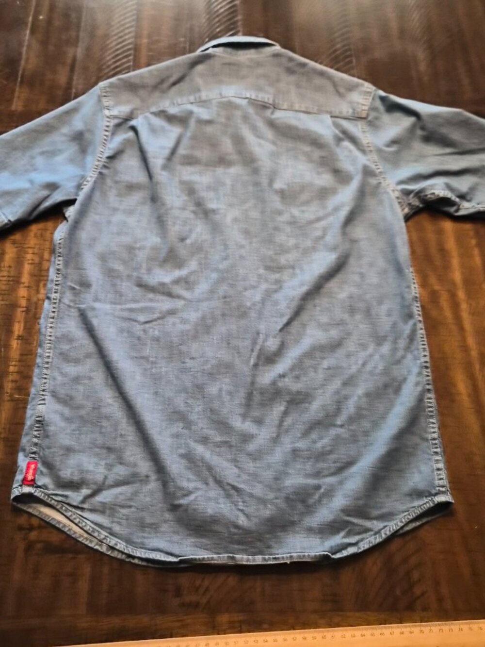 Wrangler Mens Denim Short Sleeve Button Up Shirt Size Small Stretch G791 - Picture 6 of 10